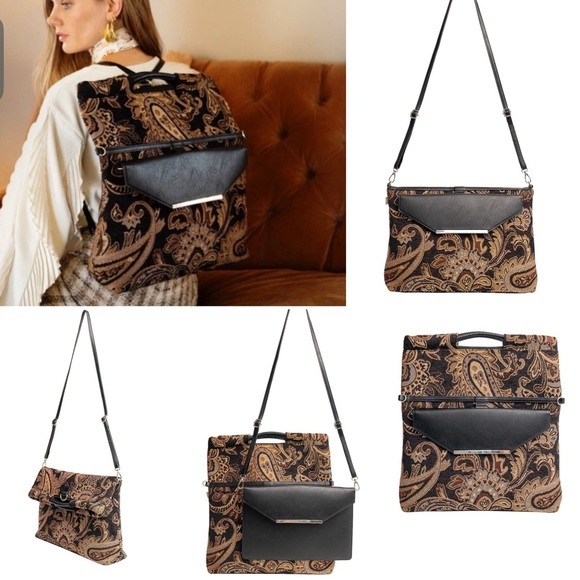 BEIS Handbags - 🦄 BEIS The Messenger Tote Multiway Bag in with Tapestry Details (Rare)